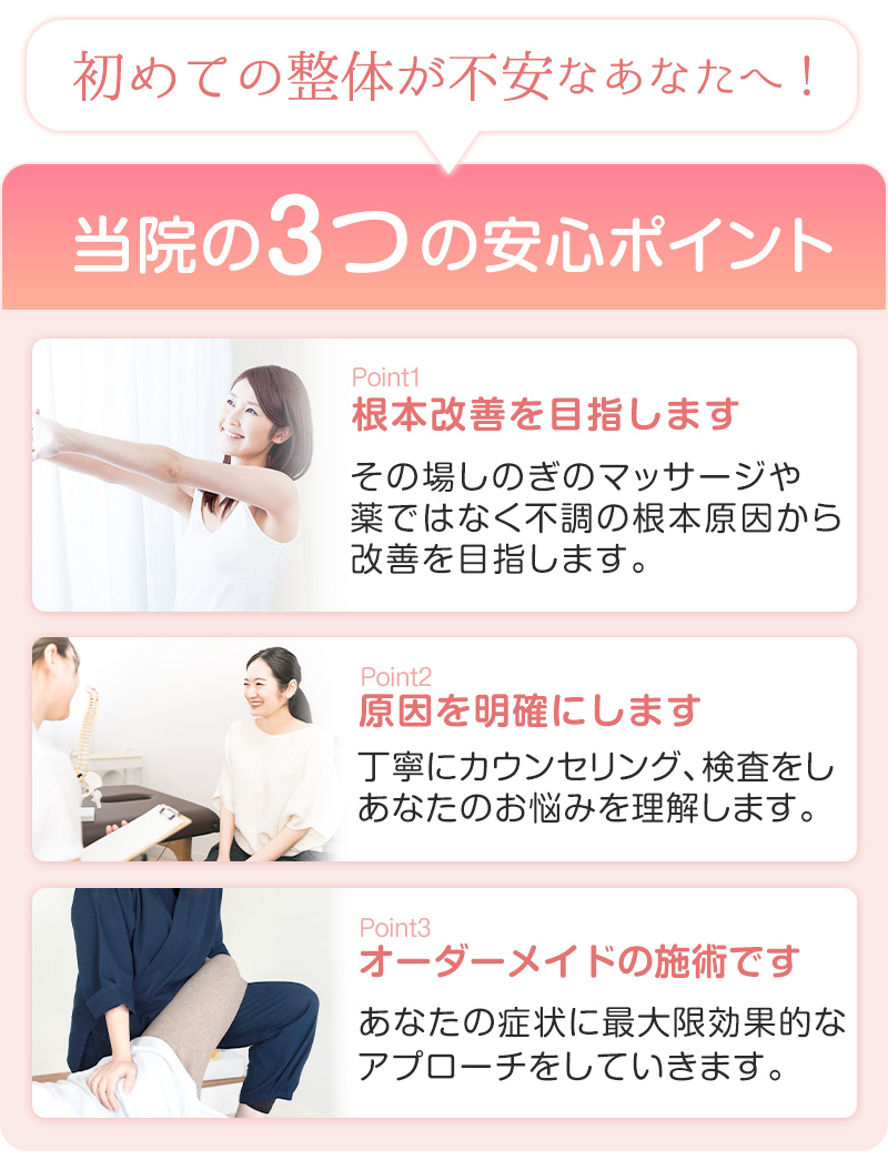 当院の3つの安心ポイント